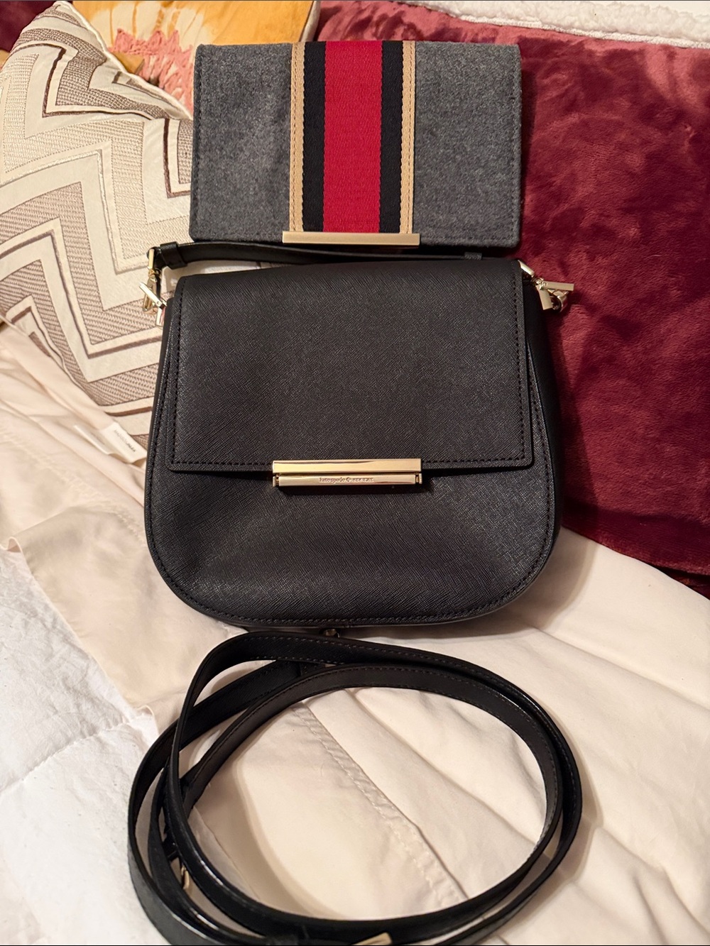 Kate Spade Saffiano leather “Make it Mine” Black Crossbody Satchel bag